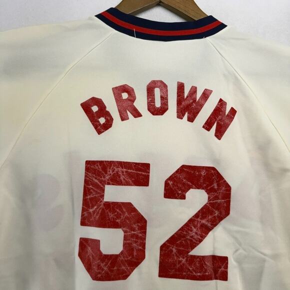 Vintage California Angels Jersey Mens XL White Sand Knit Nylon Brown #52 Stained - Picture 11 of 15